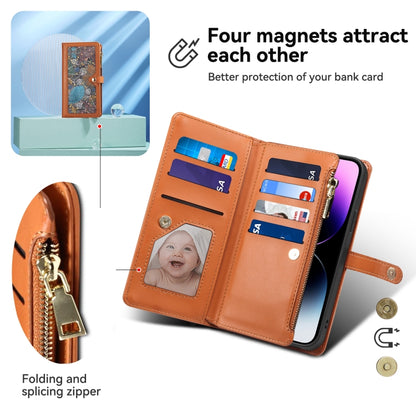 For iPhone 16 ESEBLE Star Series Lanyard Zipper Wallet RFID Leather Case(Brown) - iPhone 16 Cases by ESEBLE | Online Shopping South Africa | PMC Jewellery | Buy Now Pay Later Mobicred