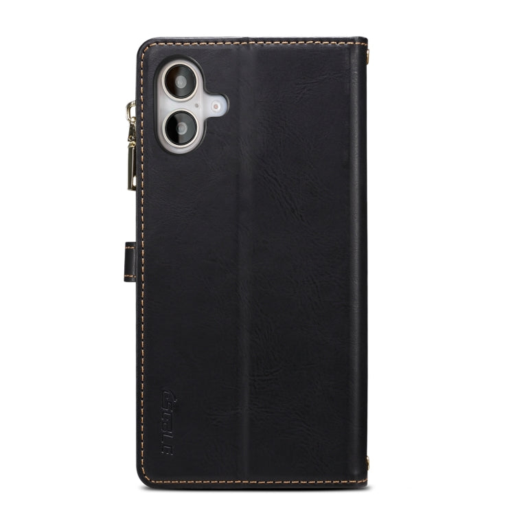 For iPhone 16 ESEBLE Star Series Lanyard Zipper Wallet RFID Leather Case(Black) - free shipping - PMC TechLife - Order now!