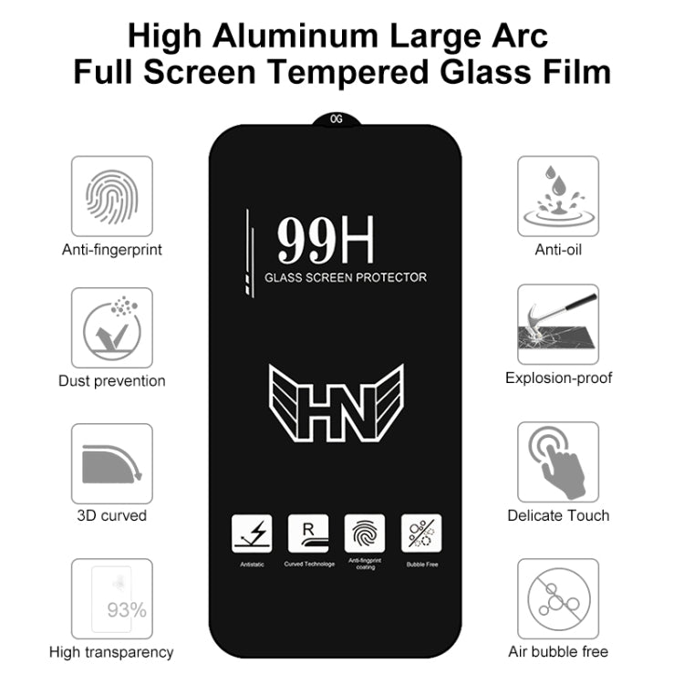 For iPhone 16 High Aluminum Large Arc Full Screen Tempered Glass Film - iPhone 16 Tempered Glass by PMC Jewellery | Online Shopping South Africa | PMC Jewellery | Buy Now Pay Later Mobicred