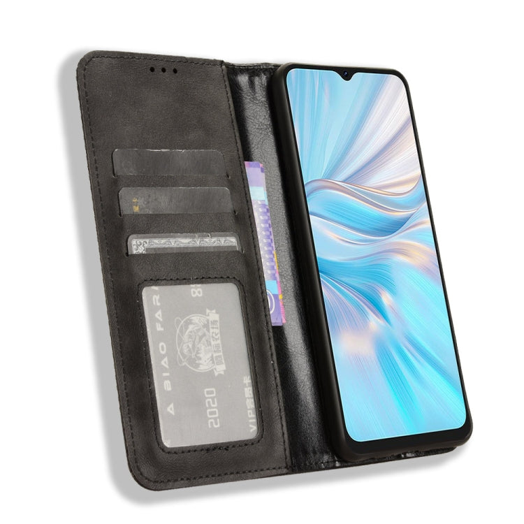 For Blackview Oscal C70 Magnetic Buckle Retro Texture Leather Phone Case(Black) - More Brand by PMC TechLife | Online Shopping South Africa | PMC TechLife