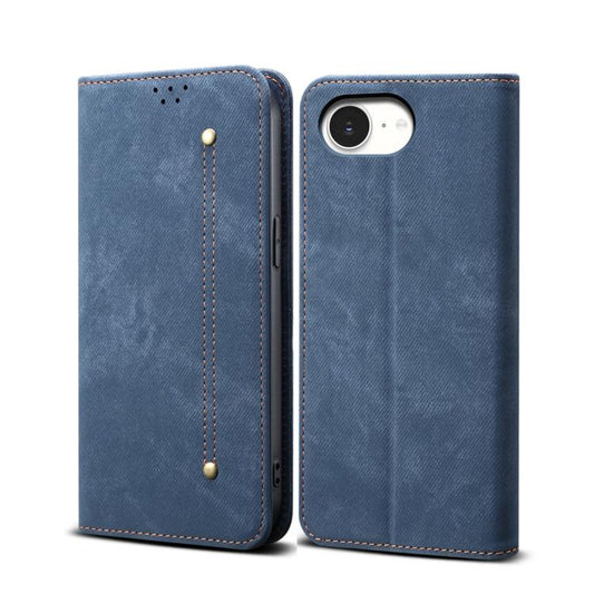 For iPhone 16e Denim Texture Casual Style Horizontal Flip Leather Case(Blue) - iPhone 16e Cases by PMC Jewellery | Online Shopping South Africa | PMC Jewellery | Buy Now Pay Later Mobicred