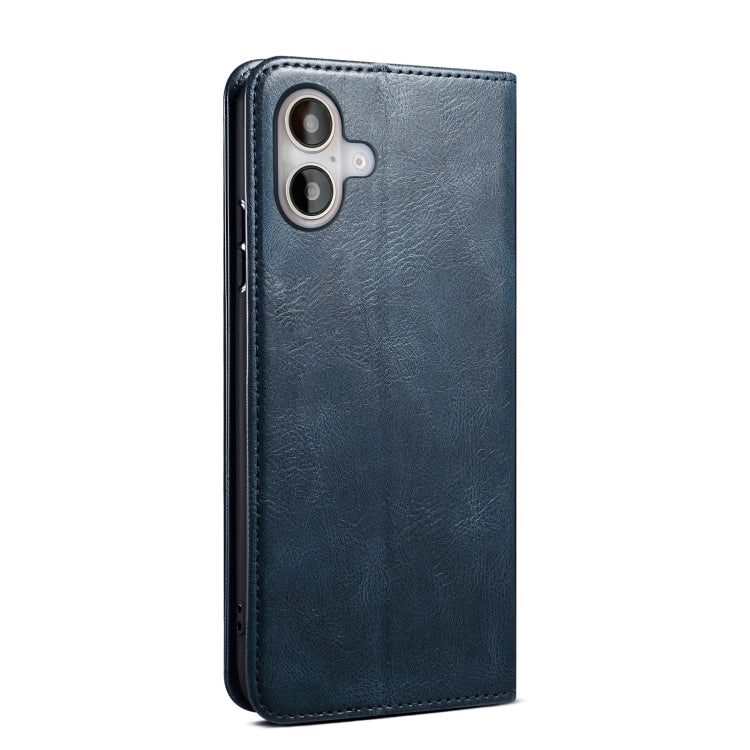 For iPhone 16 Plus Oil Wax Crazy Horse Texture Leather Phone Case(Blue) - iPhone 16 Plus Cases by PMC TechLife | Online Shopping South Africa | PMC TechLife | Buy Now Pay Later Mobicred