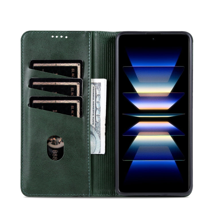 For Samsung Galaxy S24 5G AZNS Magnetic Calf Texture Flip Leather Phone Case(Dark Green) - Galaxy S24 5G Cases by AZNS | Online Shopping South Africa | PMC Jewellery | Buy Now Pay Later Mobicred