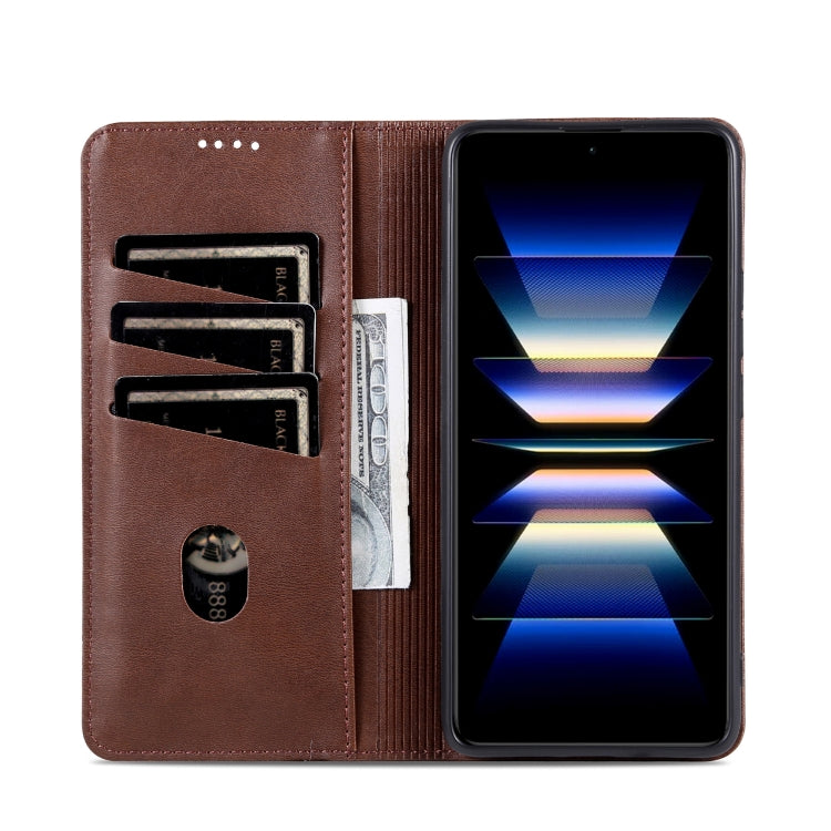 For Samsung Galaxy S24+ 5G AZNS Magnetic Calf Texture Flip Leather Phone Case(Dark Brown) - Galaxy S24+ 5G Cases by AZNS | Online Shopping South Africa | PMC Jewellery | Buy Now Pay Later Mobicred