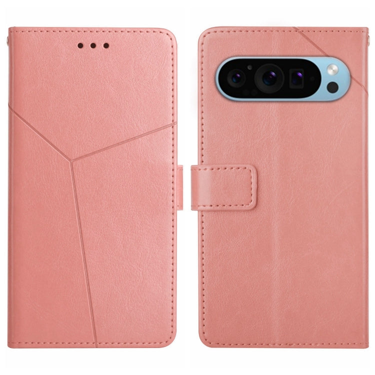 For Google Pixel 9 Y-shaped Pattern Flip Leather Phone Case(Pink) - Google Cases by PMC Jewellery | Online Shopping South Africa | PMC Jewellery | Buy Now Pay Later Mobicred