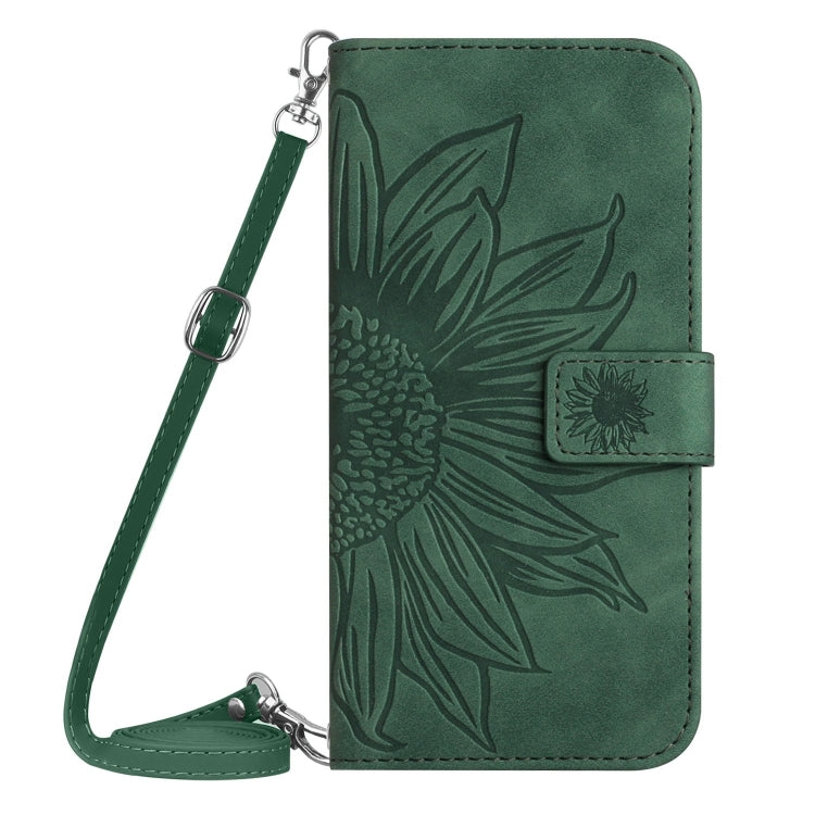 For Google Pixel 9 Skin Feel Sun Flower Embossed Flip Leather Phone Case with Lanyard(Green) - Google Cases by PMC TechLife | Online Shopping South Africa | PMC TechLife | Buy Now Pay Later Mobicred