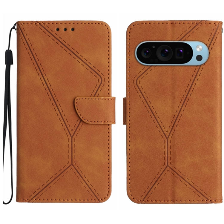 For Google Pixel 9 Pro Stitching Embossed Leather Phone Case(Brown) - Google Cases by PMC TechLife | Online Shopping South Africa | PMC TechLife | Buy Now Pay Later Mobicred