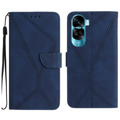 For Honor 90 Lite Stitching Embossed Leather Phone Case(Blue) - Honor Cases by PMC Jewellery | Online Shopping South Africa | PMC Jewellery