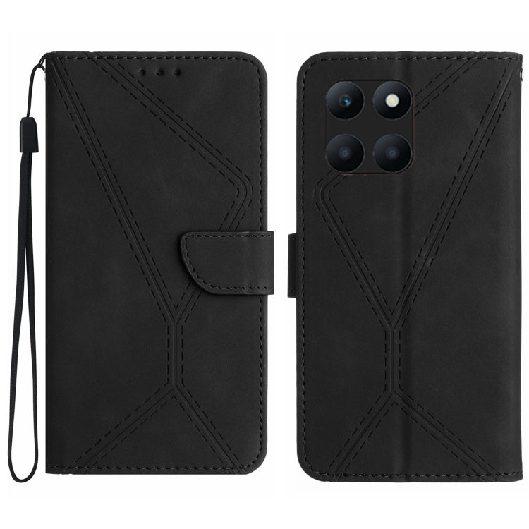 For Honor X6A Stitching Embossed Leather Phone Case(Black) - Honor Cases by PMC Jewellery | Online Shopping South Africa | PMC Jewellery