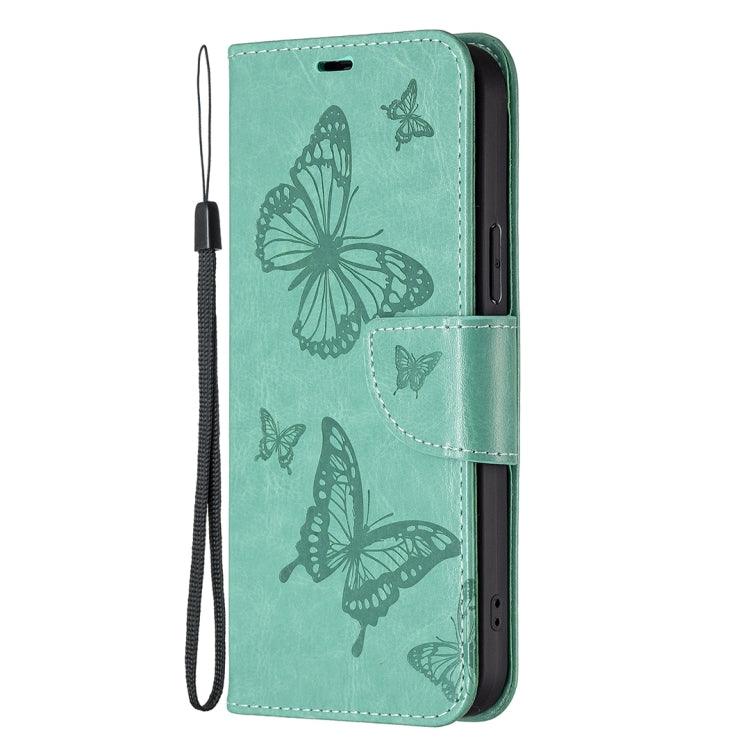 For Samsung Galaxy S24 Ultra 5G Embossing Two Butterflies Pattern Leather Phone Case(Green) - Galaxy S24 Ultra 5G Cases by PMC Jewellery | Online Shopping South Africa | PMC Jewellery