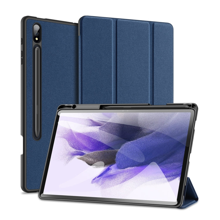 For Samsung Galaxy Tab S9+ DUX DUCIS Domo Series Cloth Texture Magnetic Leather Tablet Case(Blue) - Galaxy Tab S9+ Cases by DUX DUCIS | Online Shopping South Africa | PMC Jewellery | Buy Now Pay Later Mobicred