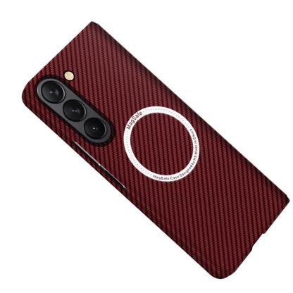 For Samsung Galaxy Z Fold5 Carbon Fiber Texture MagSafe Magnetic Phone Case(Red) - Galaxy Z Fold5 Cases by PMC Jewellery | Online Shopping South Africa | PMC Jewellery