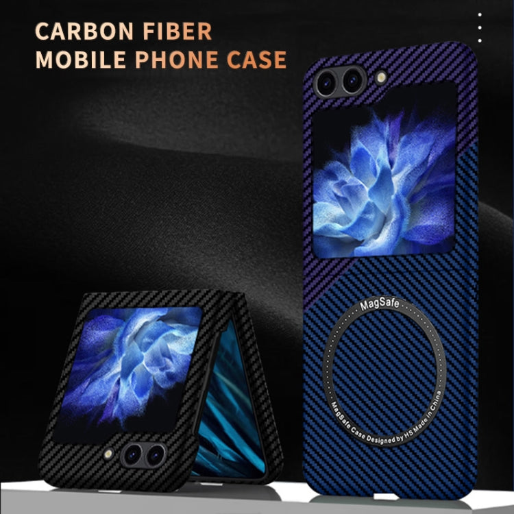 For Samsung Galaxy Z Flip5 Carbon Fiber Texture MagSafe Magnetic Phone Case(Blue) - Galaxy Z Flip5 Cases by PMC Jewellery | Online Shopping South Africa | PMC Jewellery