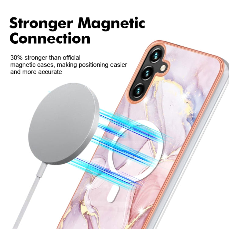 For Samsung Galaxy A34 5G Marble Pattern Dual-side IMD Magsafe TPU Phone Case(Rose Gold 005) - Galaxy Phone Cases by PMC TechLife | Online Shopping South Africa | PMC TechLife