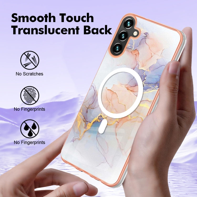 For Samsung Galaxy A34 5G Marble Pattern Dual-side IMD Magsafe TPU Phone Case(White Marble) - Galaxy Phone Cases by PMC TechLife | Online Shopping South Africa | PMC TechLife