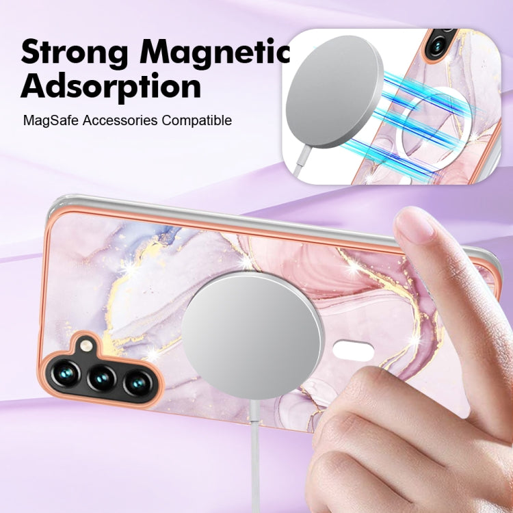 For Samsung Galaxy A54 5G Marble Pattern Dual-side IMD Magsafe TPU Phone Case(Rose Gold 005) - Galaxy Phone Cases by PMC TechLife | Online Shopping South Africa | PMC TechLife