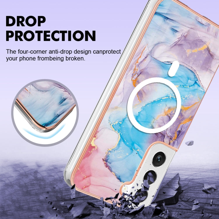 For Samsung Galaxy S22+ 5G Marble Pattern Dual-side IMD Magsafe TPU Phone Case(Blue Marble) - Galaxy S22+ 5G Cases by PMC TechLife | Online Shopping South Africa | PMC TechLife | Buy Now Pay Later Mobicred