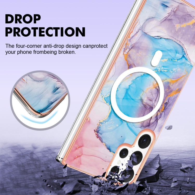 For Samsung Galaxy S22 Ultra 5G Marble Pattern Dual-side IMD Magsafe TPU Phone Case(Blue Marble) - Galaxy S22 Ultra 5G Cases by PMC TechLife | Online Shopping South Africa | PMC TechLife