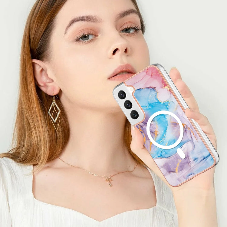 For Samsung Galaxy S23 5G Marble Pattern Dual-side IMD Magsafe TPU Phone Case(Blue Marble) - Galaxy S23 5G Cases by PMC TechLife | Online Shopping South Africa | PMC TechLife