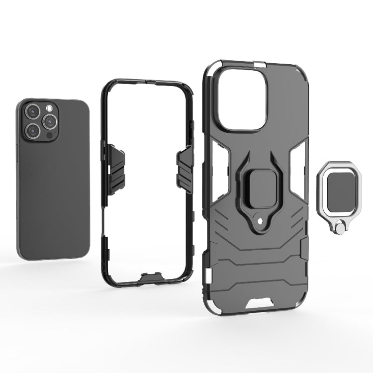 For iPhone 16 Pro Max Shockproof PC + TPU Holder Phone Case(Black) - iPhone 16 Pro Max Cases by PMC Jewellery | Online Shopping South Africa | PMC Jewellery | Buy Now Pay Later Mobicred