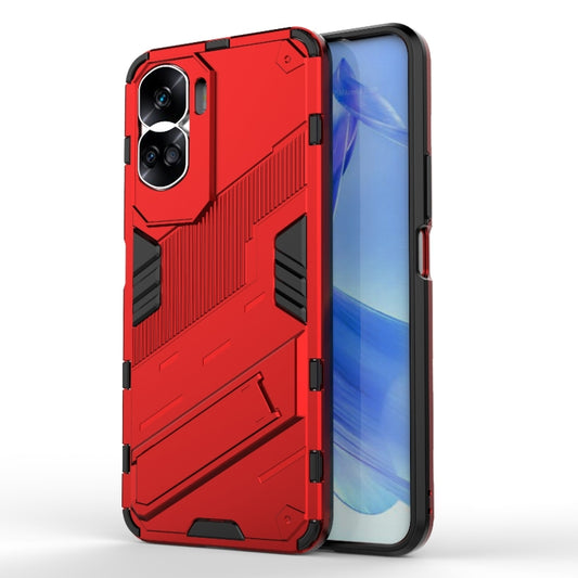 For Honor 90 Lite 5G Global Punk Armor 2 in 1 PC + TPU Phone Case with Holder(Red) - Honor Cases by PMC Jewellery | Online Shopping South Africa | PMC Jewellery | Buy Now Pay Later Mobicred