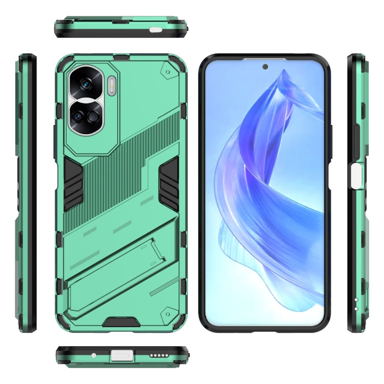 For Honor 90 Lite 5G Global Punk Armor 2 in 1 PC + TPU Phone Case with Holder(Green) - Honor Cases by PMC Jewellery | Online Shopping South Africa | PMC Jewellery | Buy Now Pay Later Mobicred