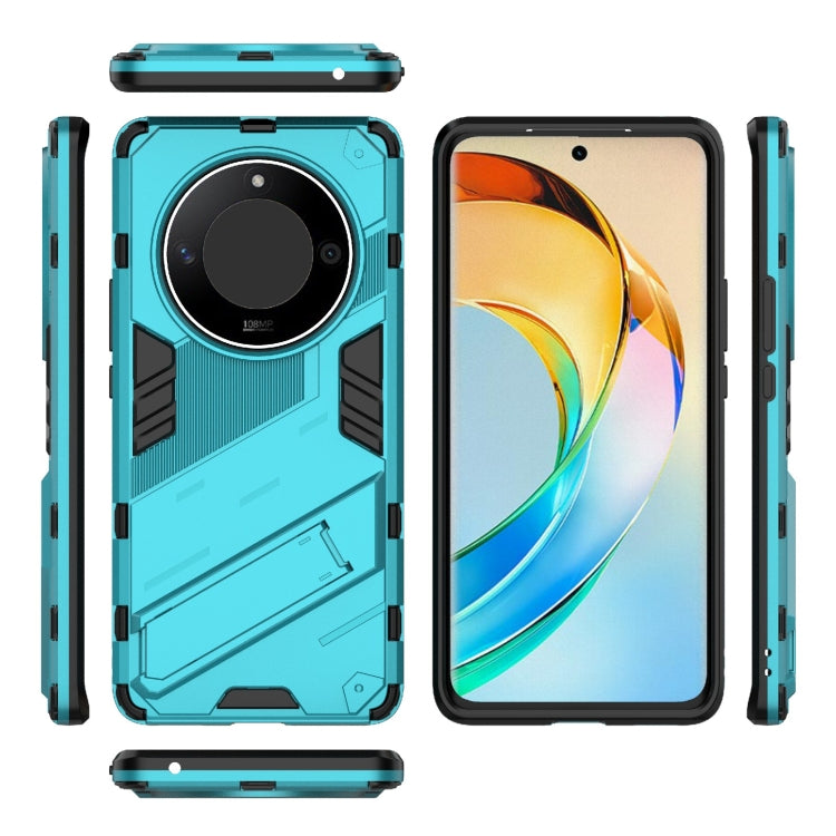 For Honor X50 5G Global / X9B Punk Armor 2 in 1 PC + TPU Phone Case with Holder(Blue) - Honor Cases by PMC TechLife | Online Shopping South Africa | PMC TechLife | Buy Now Pay Later Mobicred