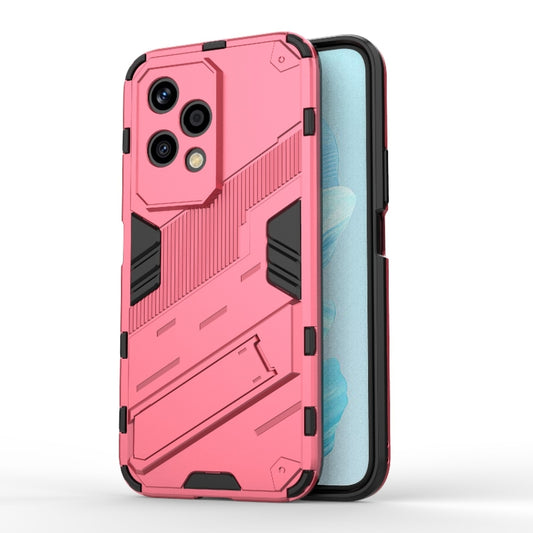 For Honor 200 Lite Global Punk Armor 2 in 1 PC + TPU Phone Case with Holder(Light Red) - Honor Cases by PMC Jewellery | Online Shopping South Africa | PMC Jewellery | Buy Now Pay Later Mobicred