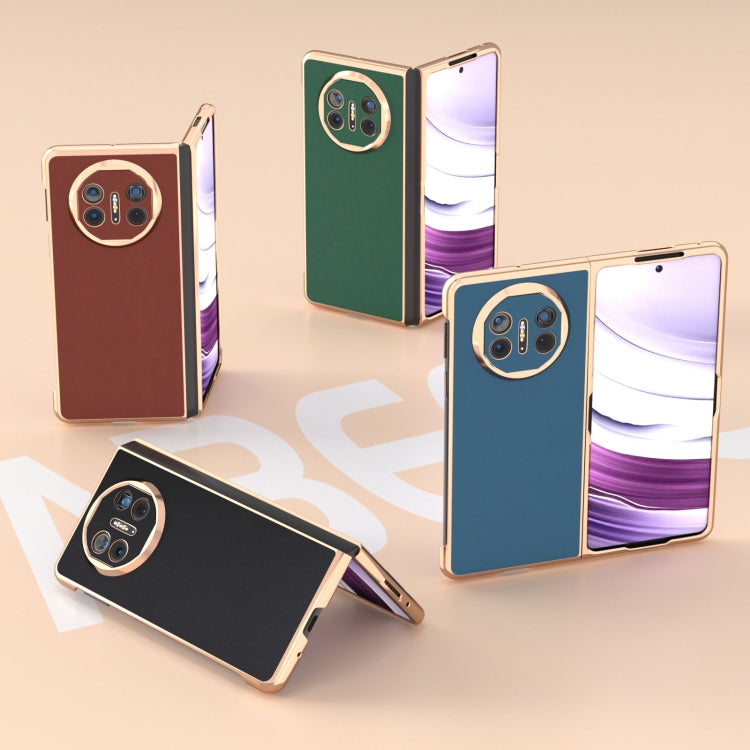 For Huawei Mate X5 Genuine Leather Silk Series Nano Plating Phone Case(Blue) - Huawei Cases by PMC TechLife | Online Shopping South Africa | PMC TechLife | Buy Now Pay Later Mobicred