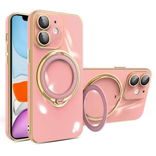 For iPhone 11 Multifunction Electroplating MagSafe Holder Phone Case(Pink) - iPhone 11 Cases by PMC Jewellery | Online Shopping South Africa | PMC Jewellery