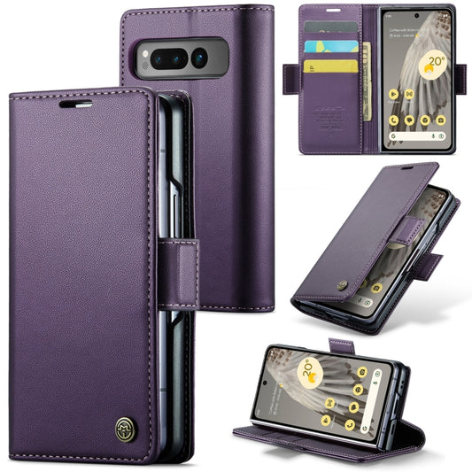 For Google Pixel Fold CaseMe 023 Butterfly Buckle Litchi Texture RFID Anti-theft Leather Phone Case(Pearly Purple) - Google Cases by CaseMe | Online Shopping South Africa | PMC Jewellery | Buy Now Pay Later Mobicred