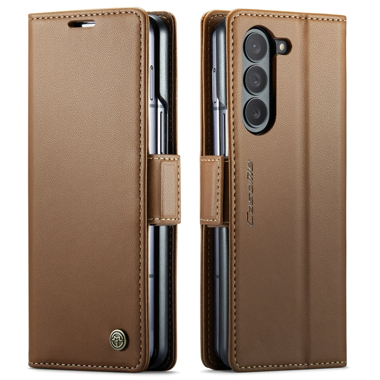 For Samsung Galaxy Z Fold5 CaseMe 023 Butterfly Buckle Litchi Texture RFID Anti-theft Leather Phone Case(Brown) - Galaxy Z Fold5 Cases by CaseMe | Online Shopping South Africa | PMC Jewellery | Buy Now Pay Later Mobicred