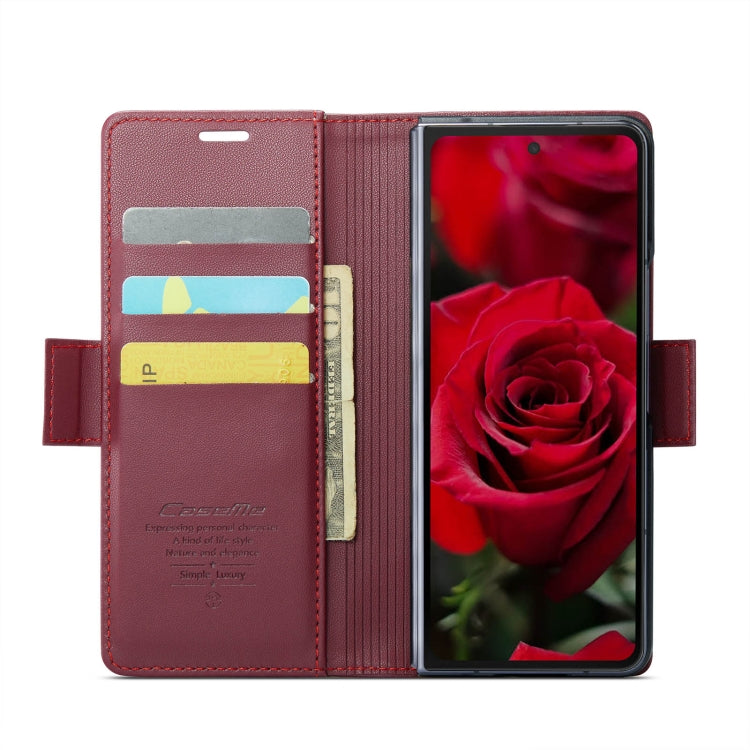 For Samsung Galaxy Z Fold6 5G CaseMe 023 Butterfly Buckle Litchi Texture RFID Anti-theft Leather Phone Case(Wine Red) - Galaxy Z Fold6 5G Cases by CaseMe | Online Shopping South Africa | PMC Jewellery | Buy Now Pay Later Mobicred