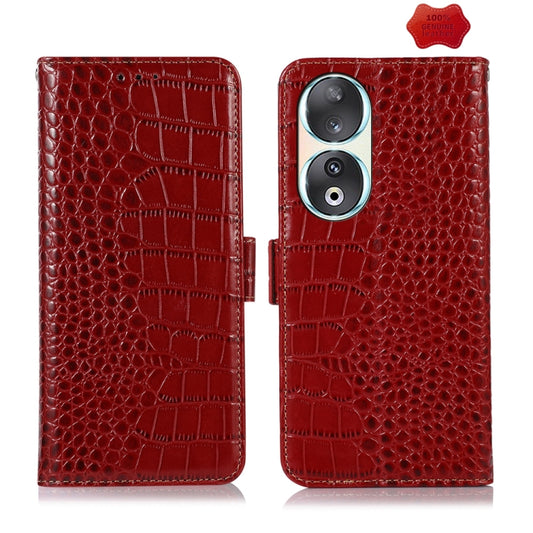 For Honor 90 Crocodile Top Layer Cowhide Leather Phone Case(Red) - Honor Cases by PMC Jewellery | Online Shopping South Africa | PMC Jewellery | Buy Now Pay Later Mobicred