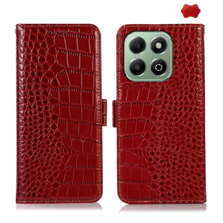 For Honor X6b Crocodile Top Layer Cowhide Leather Phone Case(Red) - Honor Cases by PMC TechLife | Online Shopping South Africa | PMC TechLife | Buy Now Pay Later Mobicred