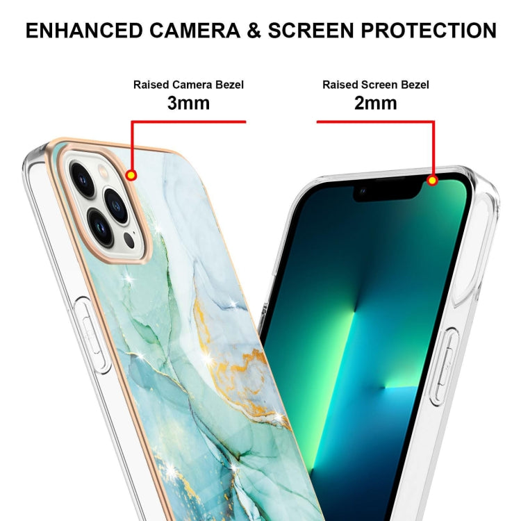 For iPhone 16 Pro Electroplating Marble Pattern Dual-side IMD TPU Shockproof Phone Case (Green 003) - iPhone 16 Pro Cases by PMC TechLife | Online Shopping South Africa | PMC TechLife | Buy Now Pay Later Mobicred
