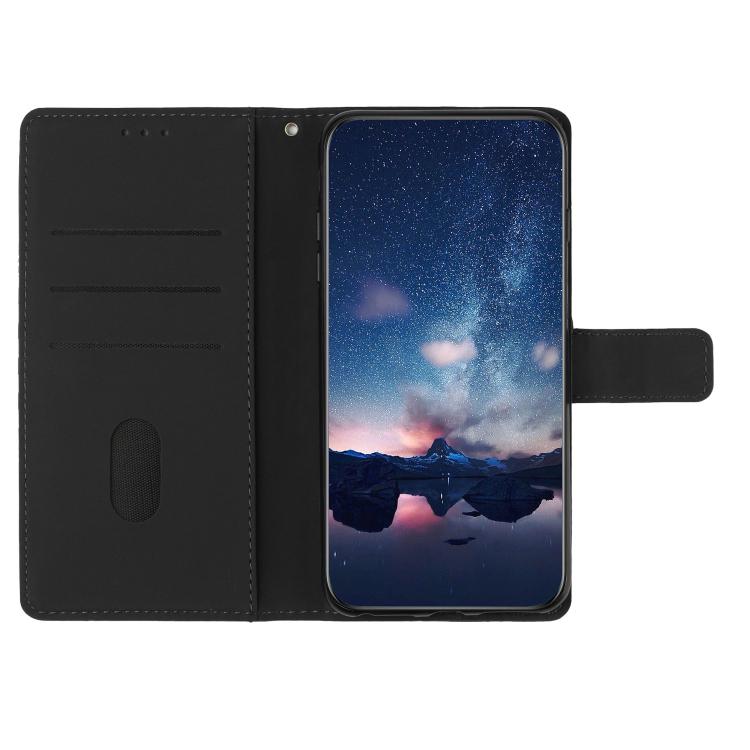 For iPhone 16e Diamond Embossed Skin Feel Leather Phone Case(Black) - iPhone 16e Cases by PMC TechLife | Online Shopping South Africa | PMC TechLife | Buy Now Pay Later Mobicred