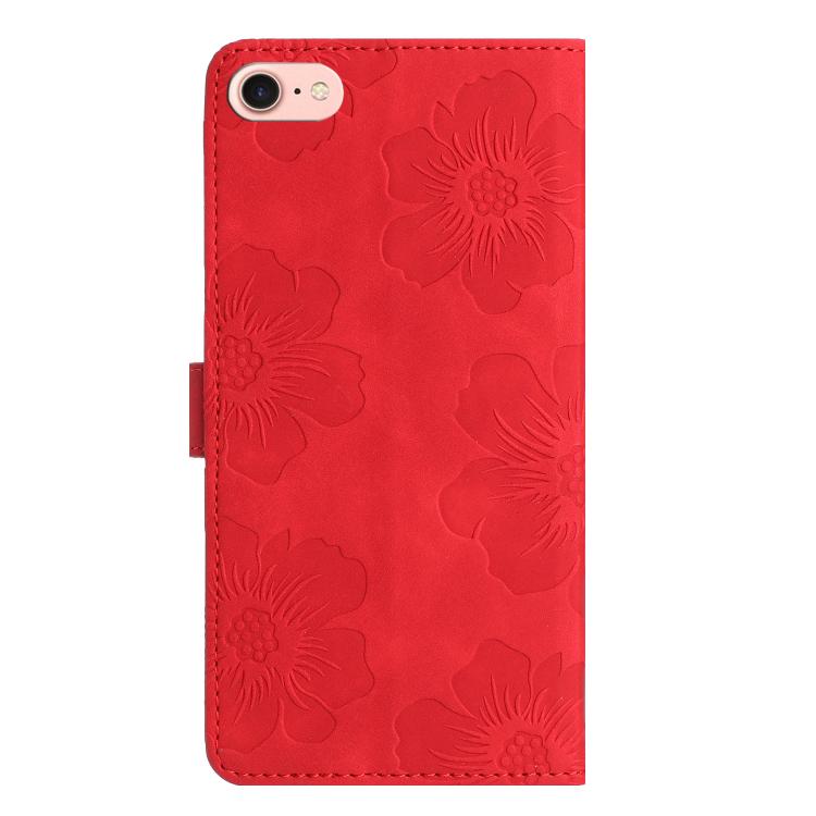 For iPhone 16e Flower Embossing Pattern Leather Phone Case(Red) - iPhone 16e Cases by PMC TechLife | Online Shopping South Africa | PMC TechLife | Buy Now Pay Later Mobicred
