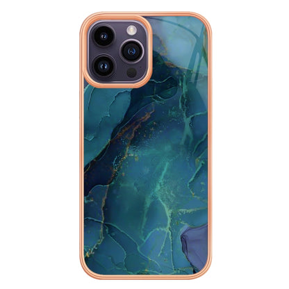 For iPhone 16 Pro Max Electroplating Marble Dual-side IMD Phone Case(Green 017) - iPhone 16 Pro Max Cases by PMC Jewellery | Online Shopping South Africa | PMC Jewellery | Buy Now Pay Later Mobicred