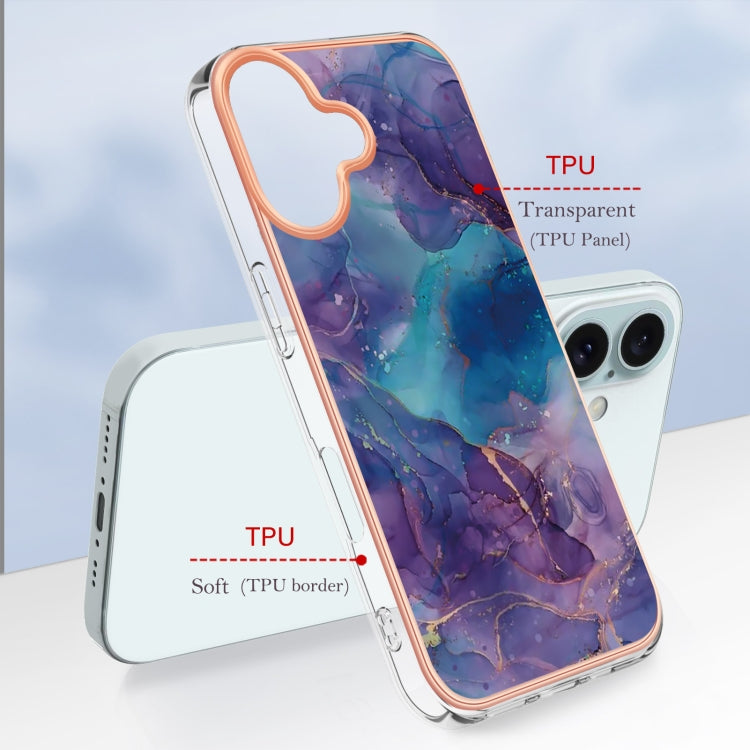 For iPhone 16 Plus Electroplating Marble Dual-side IMD Phone Case(Purple 016) - iPhone 16 Plus Cases by PMC Jewellery | Online Shopping South Africa | PMC Jewellery | Buy Now Pay Later Mobicred