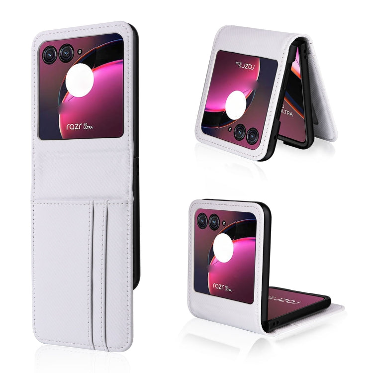 For Motorola Moto Razr 40 Ultra Card Slot PU Leather PC Phone Case(White) - Motorola Cases by PMC Jewellery | Online Shopping South Africa | PMC Jewellery | Buy Now Pay Later Mobicred