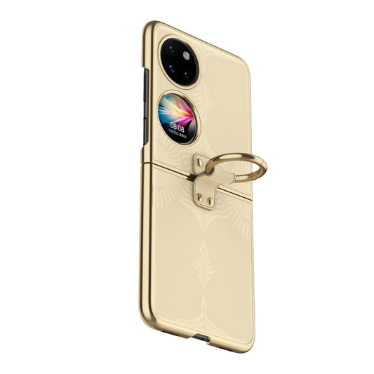 For Huawei P50 Pocket Electroplated Embossed Leather Phone Case with Ring(Gold) - Huawei Cases by PMC Jewellery | Online Shopping South Africa | PMC Jewellery | Buy Now Pay Later Mobicred