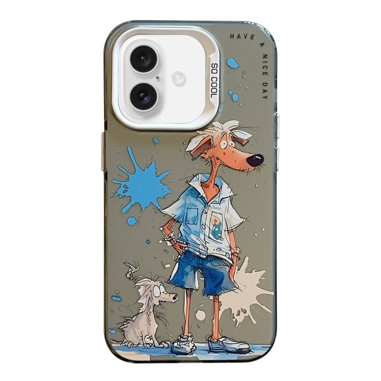 For iPhone 16 Animal Pattern Oil Painting Series PC + TPU Phone Case(Wolf) - iPhone 16 Cases by PMC Jewellery | Online Shopping South Africa | PMC Jewellery | Buy Now Pay Later Mobicred