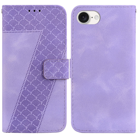 For iPhone SE 2024 Seven-shaped Embossed Leather Phone Case(Purple) - More iPhone Cases by PMC Jewellery | Online Shopping South Africa | PMC Jewellery | Buy Now Pay Later Mobicred