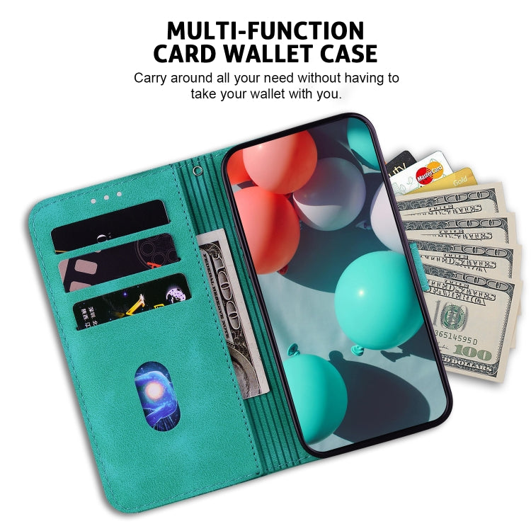 For iPhone 16 Seven-shaped Embossed Leather Phone Case(Green) - iPhone 16 Cases by PMC TechLife | Online Shopping South Africa | PMC TechLife | Buy Now Pay Later Mobicred