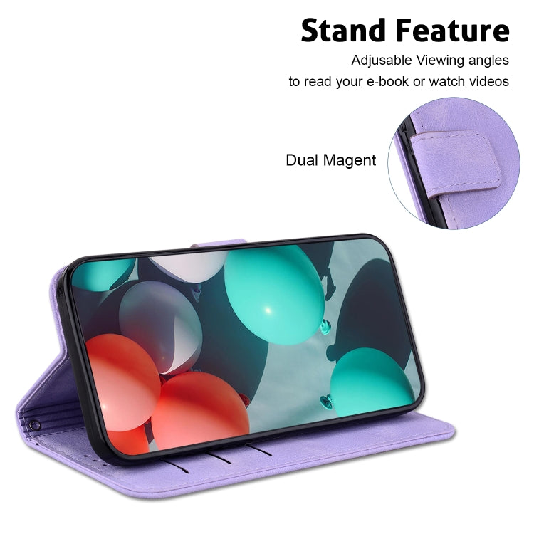 For iPhone 16 Seven-shaped Embossed Leather Phone Case(Purple) - iPhone 16 Cases by PMC TechLife | Online Shopping South Africa | PMC TechLife | Buy Now Pay Later Mobicred