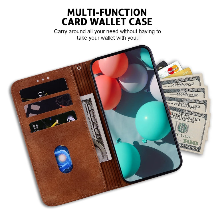For iPhone 16 Seven-shaped Embossed Leather Phone Case(Brown) - iPhone 16 Cases by PMC TechLife | Online Shopping South Africa | PMC TechLife | Buy Now Pay Later Mobicred