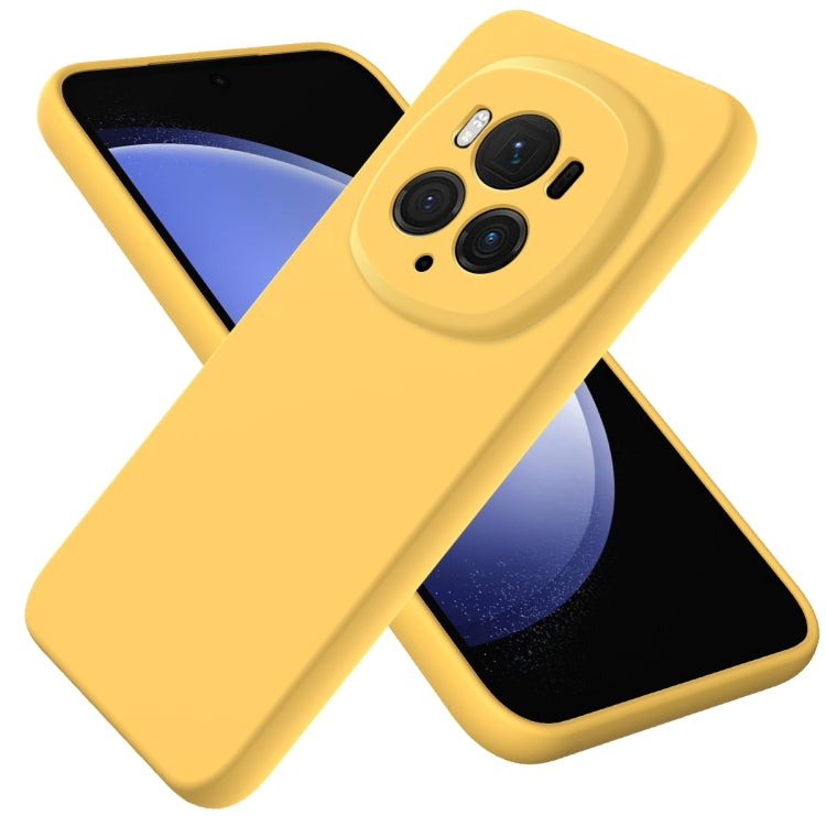 For Honor Magic6 Pro Pure Color Liquid Silicone Shockproof Phone Case(Yellow) - Honor Cases by PMC TechLife | Online Shopping South Africa | PMC TechLife | Buy Now Pay Later Mobicred