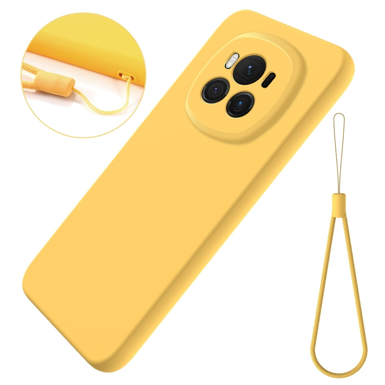 For Honor Magic6 Pure Color Liquid Silicone Shockproof Phone Case(Yellow) - Honor Cases by PMC TechLife | Online Shopping South Africa | PMC TechLife | Buy Now Pay Later Mobicred