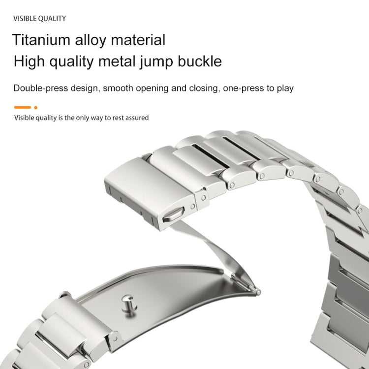 22mm Three Strains Jump Buckle Titanium Metal Watch Band(Titanium Gray) - Watch Bands by PMC Jewellery | Online Shopping South Africa | PMC Jewellery